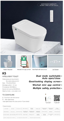 One Piece Intelligent Toilet Health Bathroom Hotel Sensor Flushing 3.0L-6L